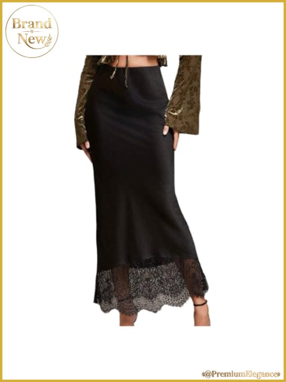 Women's Elegant Lace Maxi Skirt Low Rise Formal